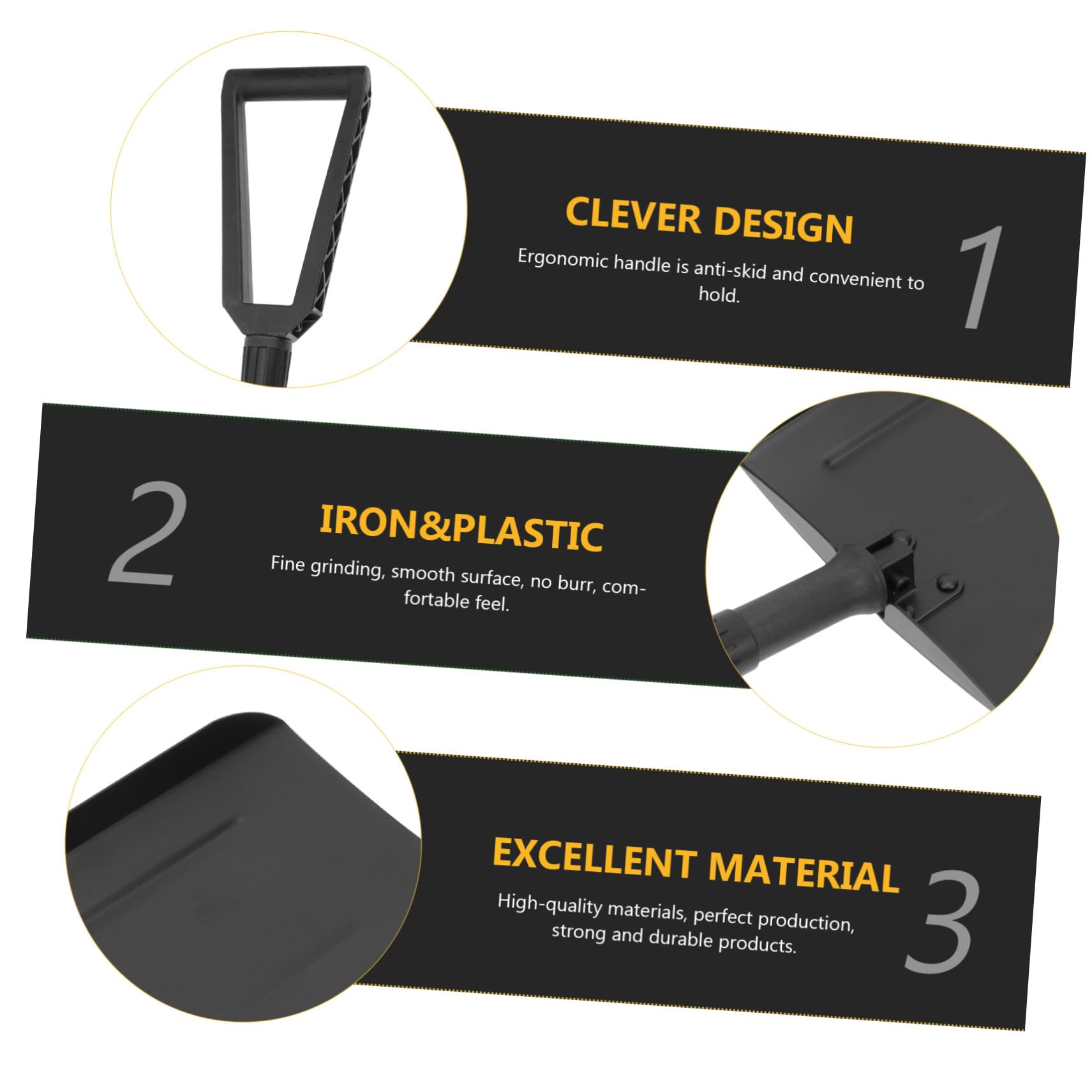 Einziehbare Schlammschaufel 1 Satz Eisen Kunststoff Schwarz