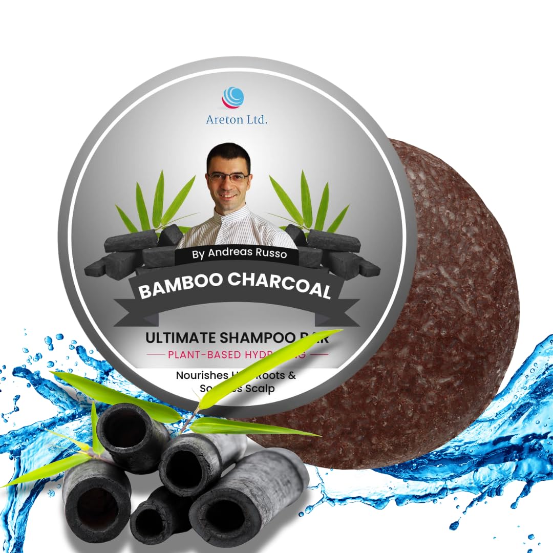 HandMade Solid Shampoo Bar – Natural Shampoo and conditioner For Dry Hair, Hair Nourishment, Prevents Spilt Ends With Plant Based Hydrating SLS Free Bamboo Charcoal ShampooCompact by Design (Certified by Amazon)