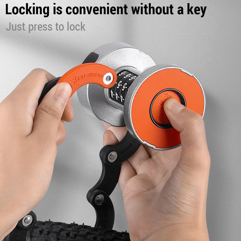 Lucchetto a Combinazione per Bici Moto, Codice a 4 Cifre Senza Chiave Antifurto ad Alta Sicurezza, Portatile con Supporto per Montaggio