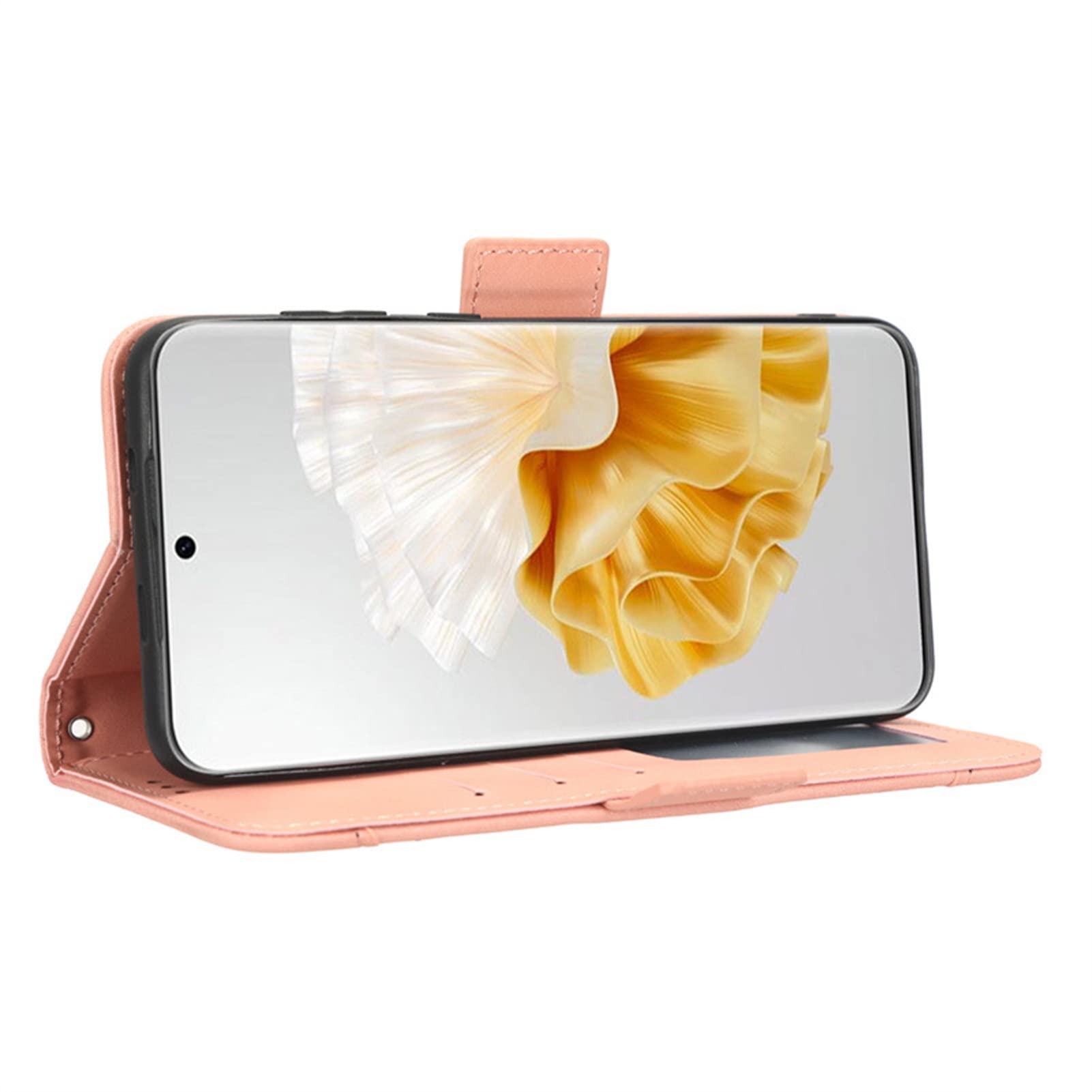 Etui na telefon komórkowy Huawei P60/ P60 Pro/P60 Art, skóra premium, z klapką, etui na telefon komórkowy z przegródkami na karty, zapięcie magnetyczne, skórzane etui, różowe, P60