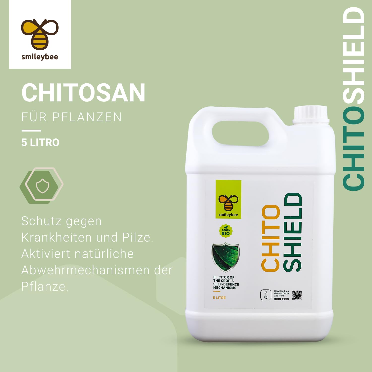 Chitosán para Plantas y Cultivos, Protección contra Enfermedades y Hongos - 5L, para Diluir - Fórmula 100% Orgánica Mejorada - Completamente Seguro para los Humanos y el Medio Ambiente