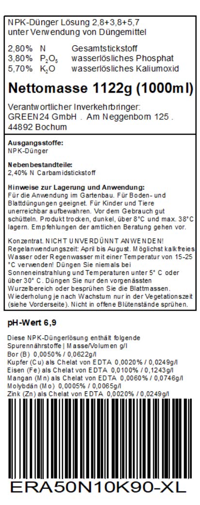 Erdbeer-Dünger XL 1 Liter Spezial Dünger für Erdbeer-Pflanzen, Fragaria Arten