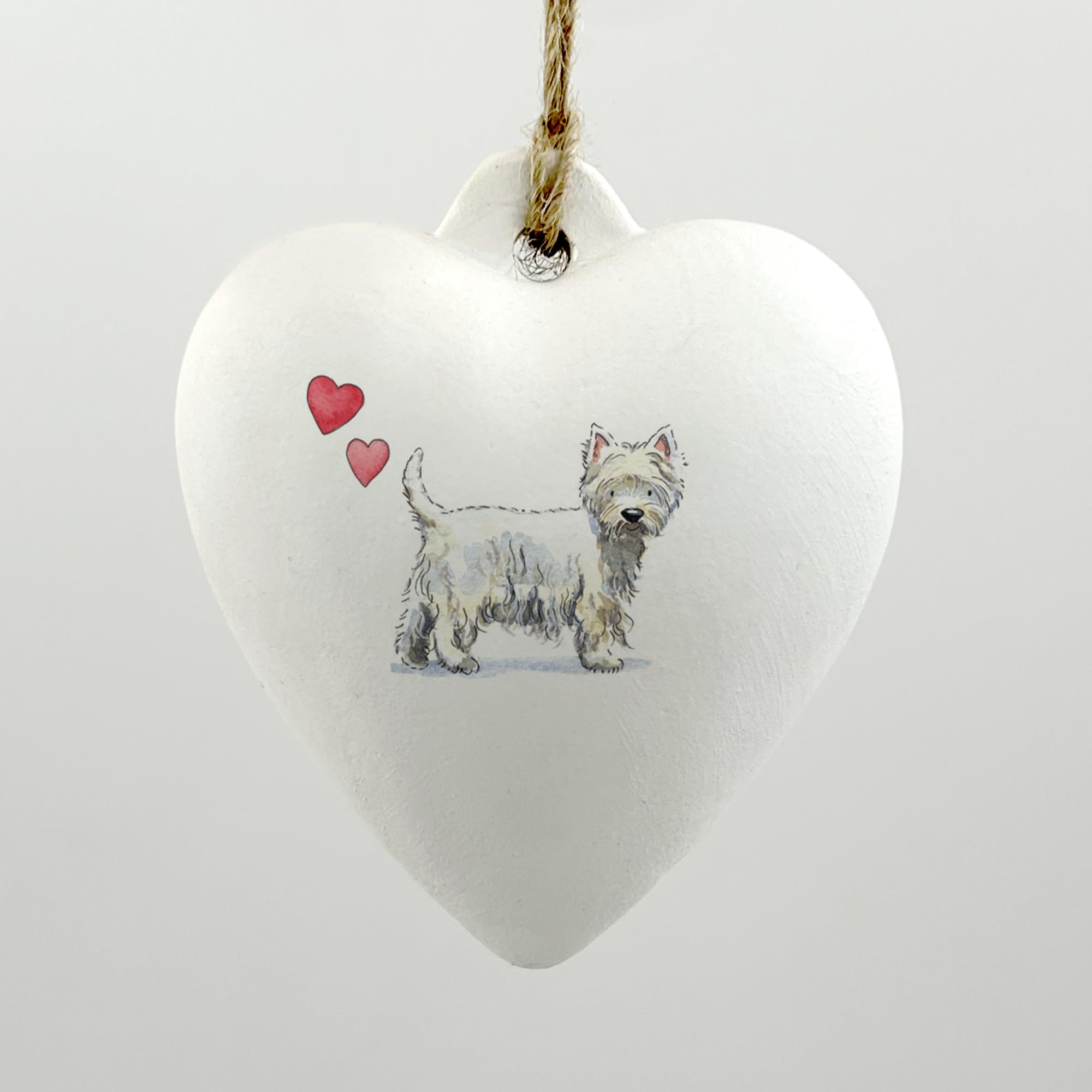 Image Industry Westie Ceramic Heart Bauble - Dog Lovers - Gift for the Home - Hanging Ornament