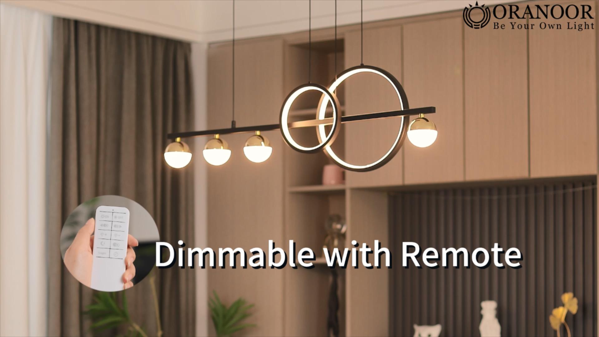 Modern LED Chandeliers Black/Golden 3-Color Dimmable Pendant Light For Kitchen Island, Dining Room, Living Room, Contemporary Hanging Ceiling Light, Adjustable Height, Perfect For Modern Home Decor