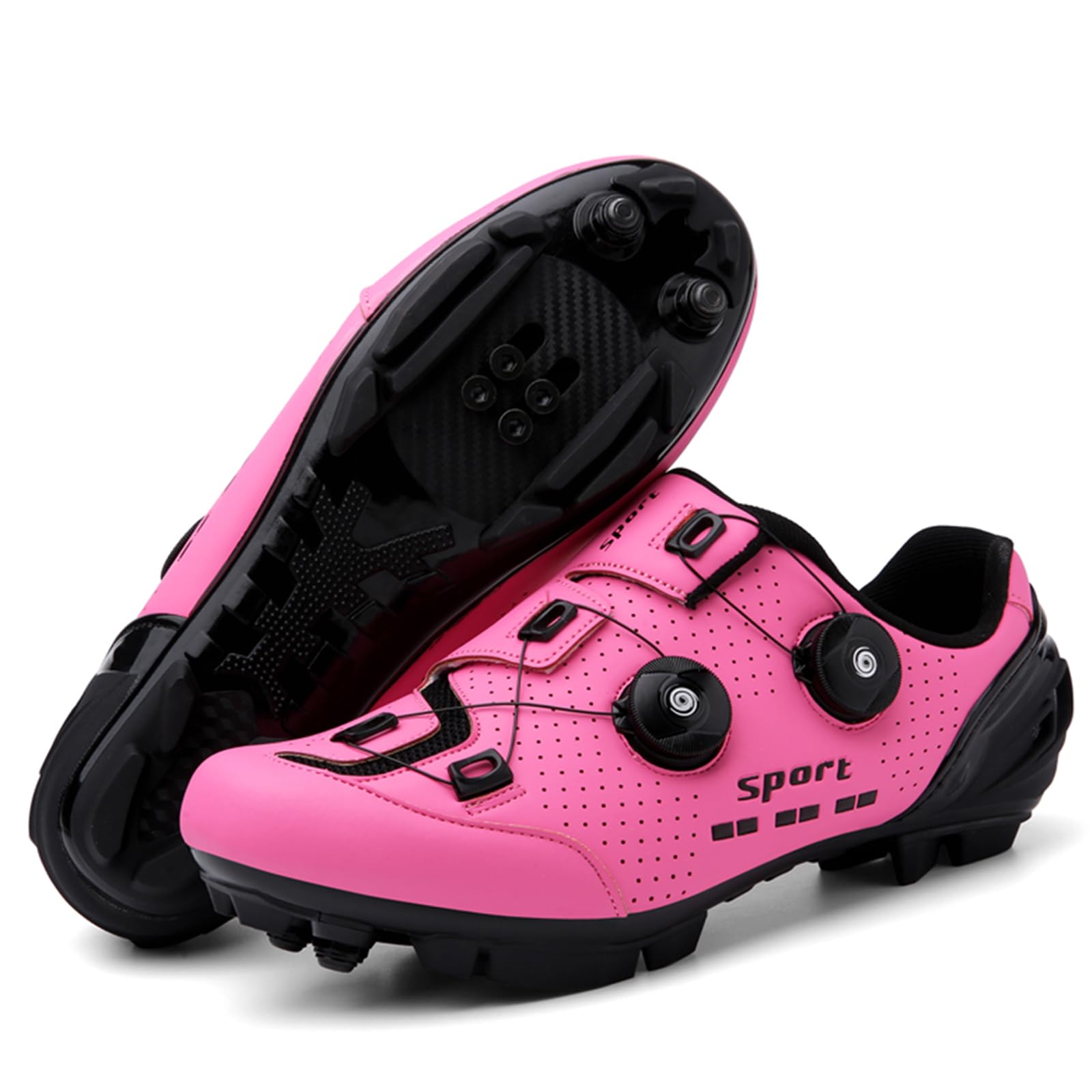 NGARY Zapatilla de Ciclismo MTB Mujer, Zapatos Bicicleta Montaña Compatibles con SPD Pedales de 2 Tornillos con Calas Zapatos De Senderismo para Mujer Exterior