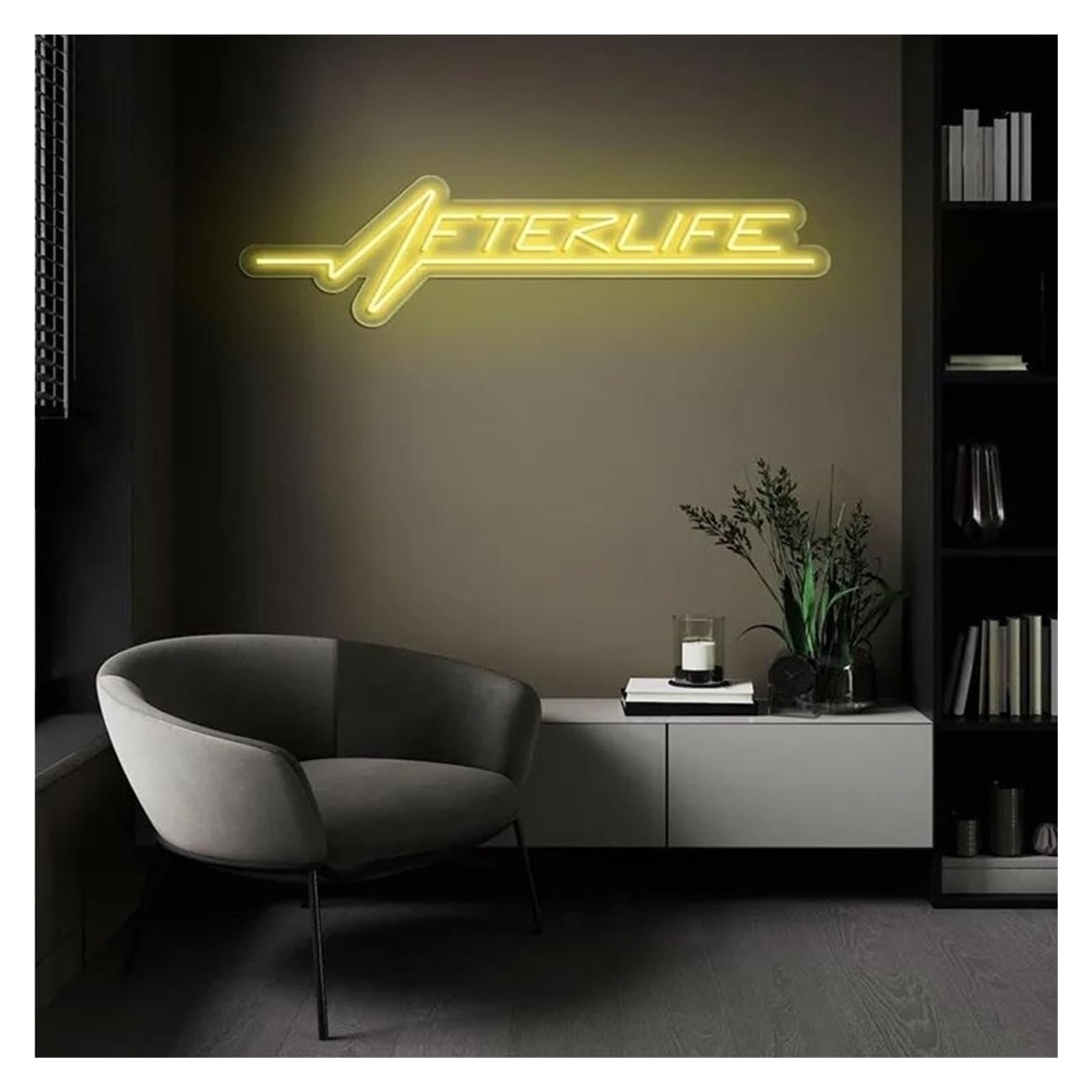 Hängende Kunst Leuchtreklamen "Afterlife" Neonschild, Wandkunst, Dekor, Licht Für Cyberpunk-Fans, Spielzimmer, Dekorative Lampen, 50x20cm(B)