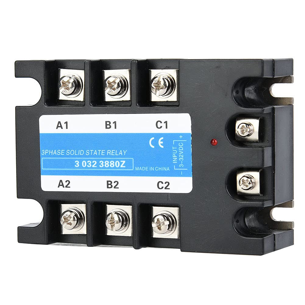 Relè a stato solido trifase SSR con indicazione dello stato del dissipatore di calore Ingresso da 3‑32 V CC a uscita 24‑480 V CA Relè a semiconduttore(80A)
