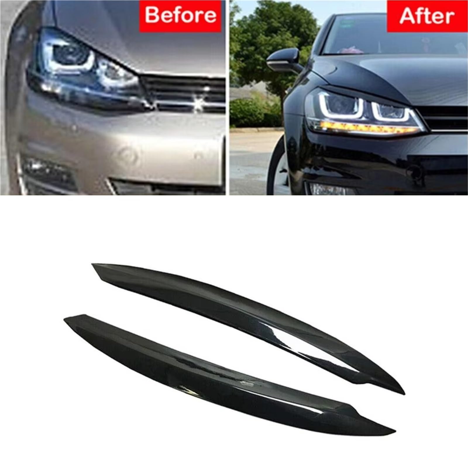 Reflektor brwi do VW do Golf 7 dla M K 7 dla GTI o wyglądzie węgla błyszczący czarny kolor samochodowy przedni reflektor brwi powieka osłona wykończenia