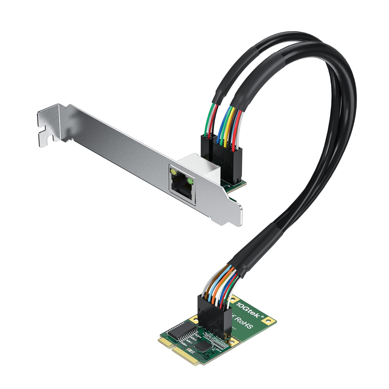 10Gtek Mini PCIe 2.5G Gigabit Ethernet Network Card, 30-cm Cable Length, with LED Light, 30-cm Cable Length