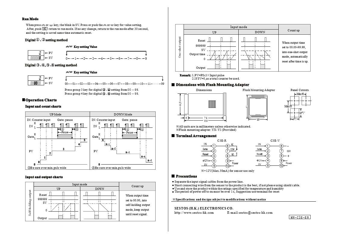 6 Digital preset Scale C3E-R-220 AC 110-240V Maximum Speed 10K. Input and Control Signals can be Set to NPN or PNP Mode, Input Signals: Input, Pause, Reset;Use Long-Life relays;