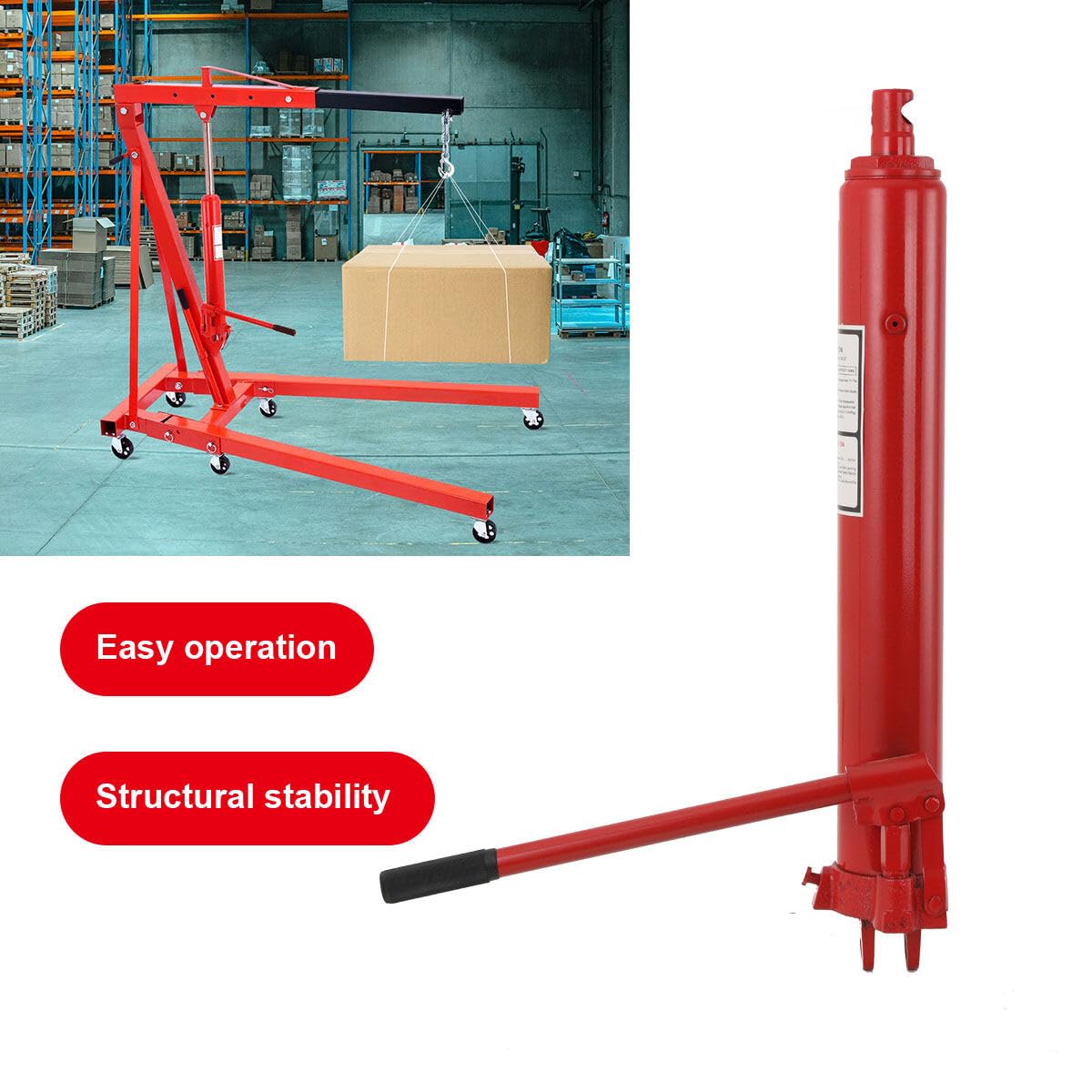 12T Hydraulikzylinder Druck Hydraulikheber Hub 500mm Hydraulik Handpumpe Ersatzteil mit Langem Kolben Werkstattkran Wagenheber Getriebeheber Für Hydraulikkrane Motorkrane