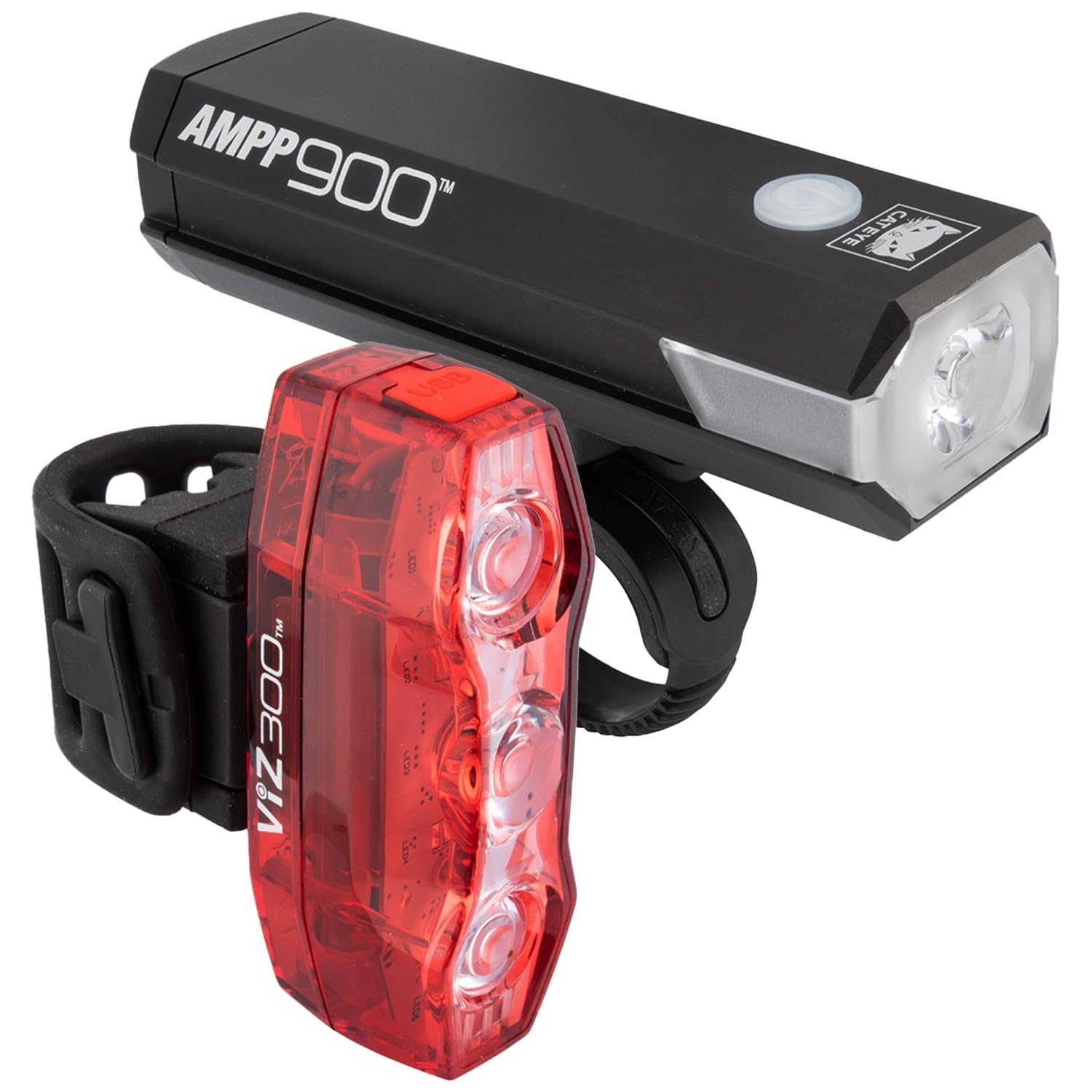 CATEYE AMPP900 & ViZ300 USB Rechargeable Bike Light Combo Kit