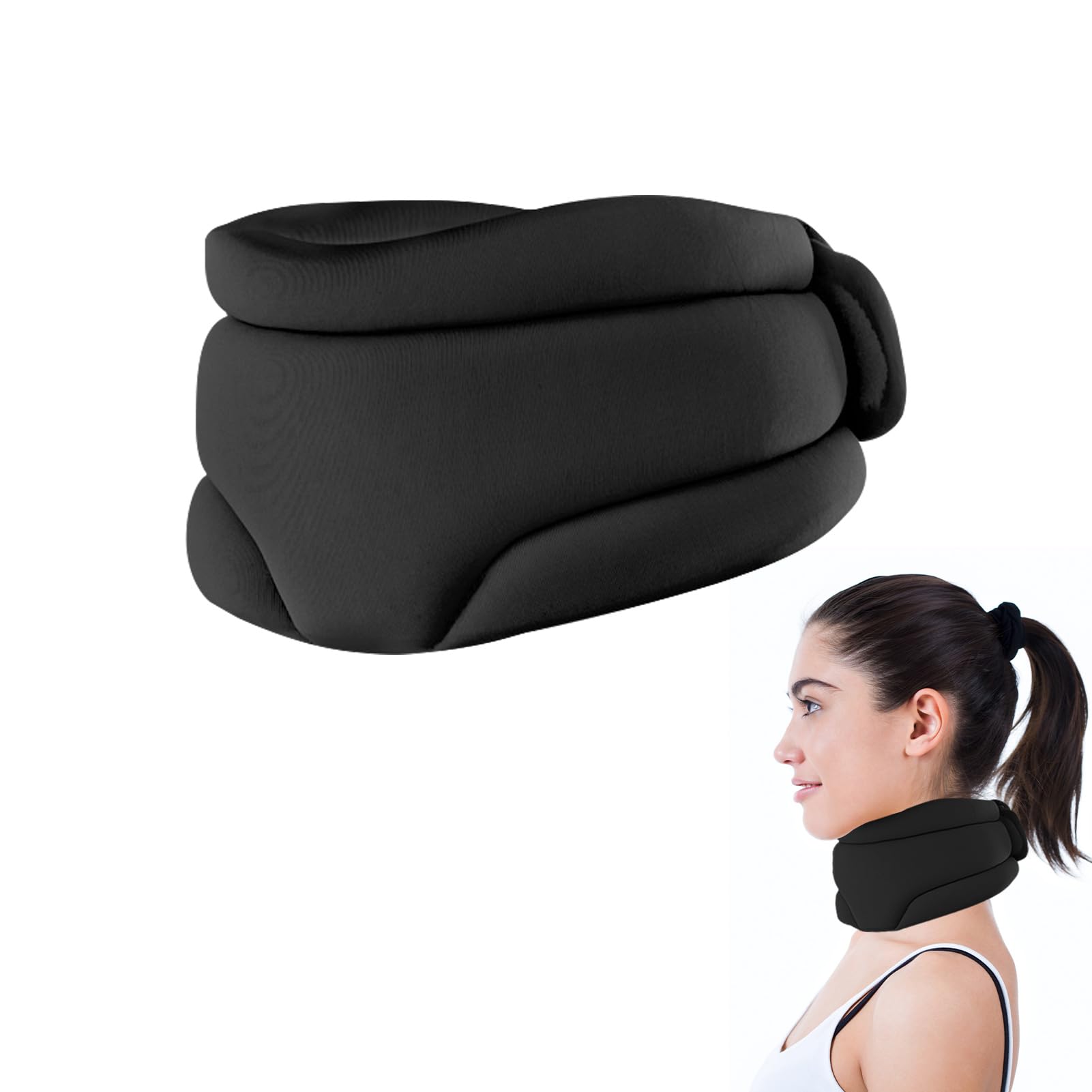 Lergas Neck Support, Sleeping Aid, Neck Saver, Neck Support Against Snoring, Soft Neck Pillow, Neck Support Avoid Bending and Prevention, Neck Support for Neck Pain (Black)