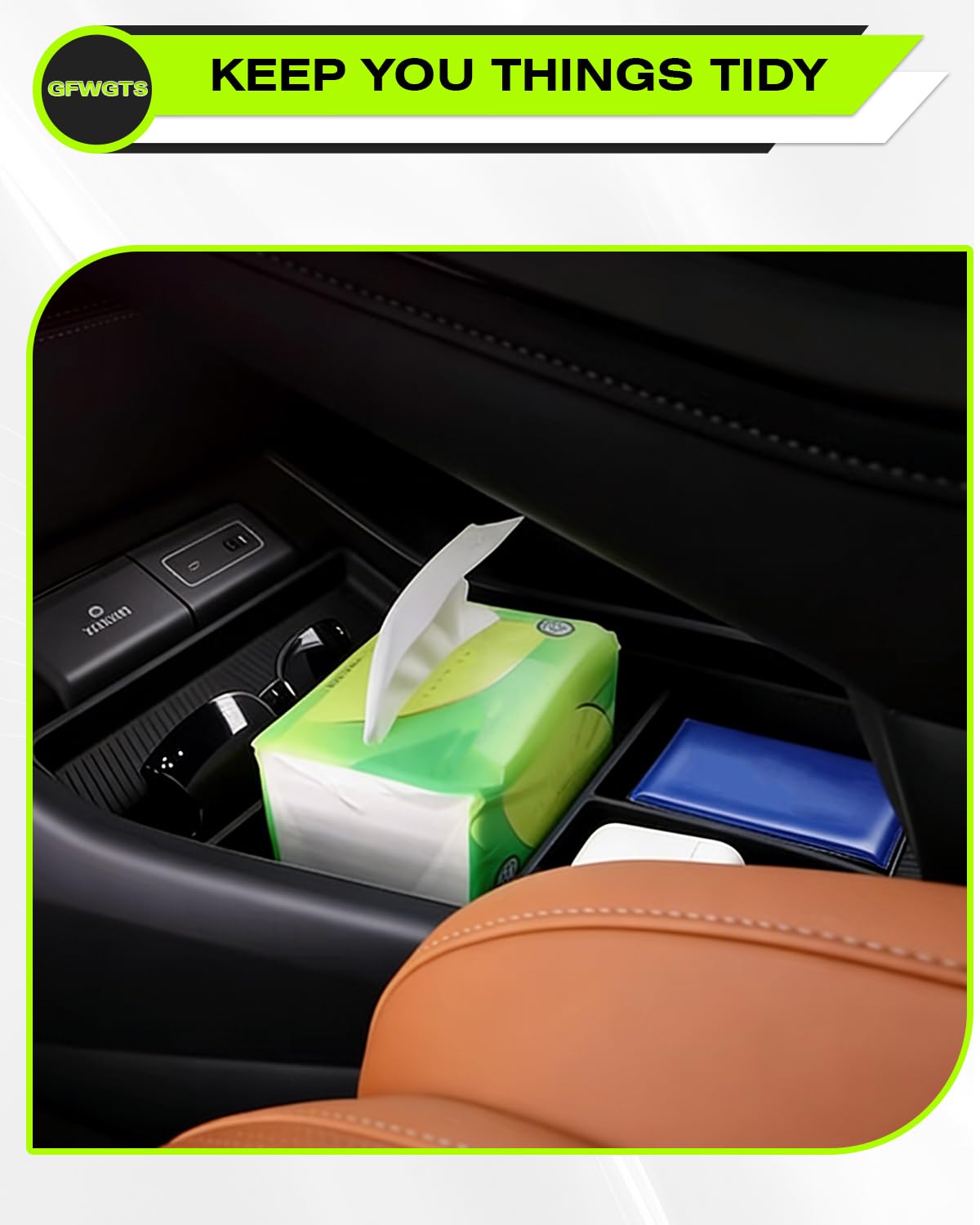 Kompatibel mit XPeng G9 EV 2024 2025 2026 Mittelkonsole Organizer Aufbewahrungsbox Handschuhfach Unten die Mittelarmlehne, TPE-Weichgummi, für Xpeng G9 EV Zubehör