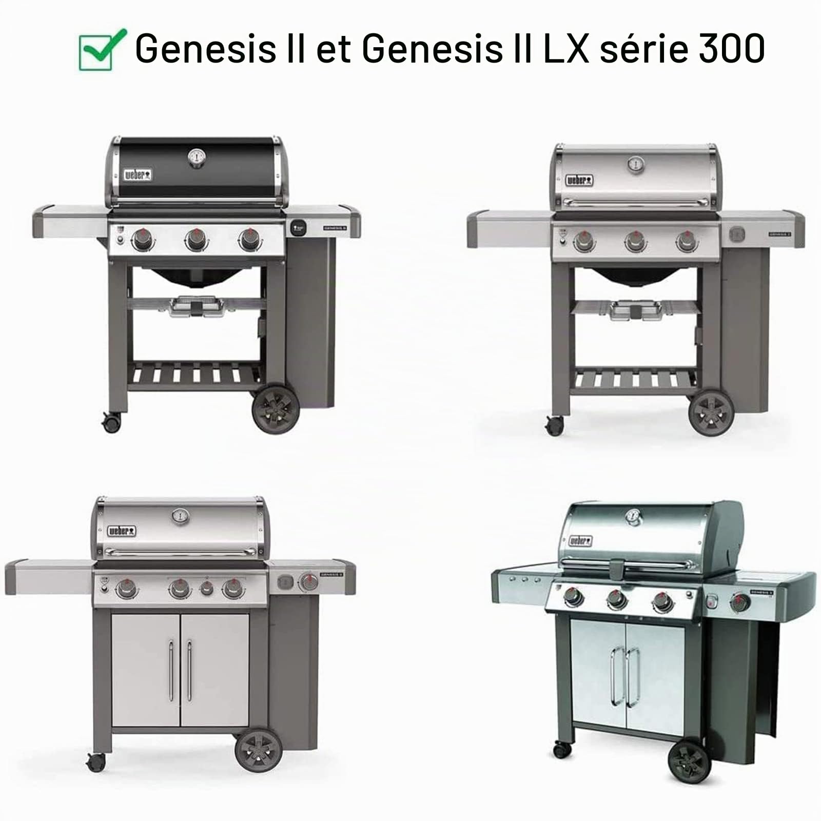 GFTIME Barres aromatisantes de 43,4 cm pour Weber Genesis II/LX 300 Series II E-310, II E-330, II E-335, II S-335, II LX S/E-340, Plaques chauffantes pour barbecues à gaz Weber 66032/66795