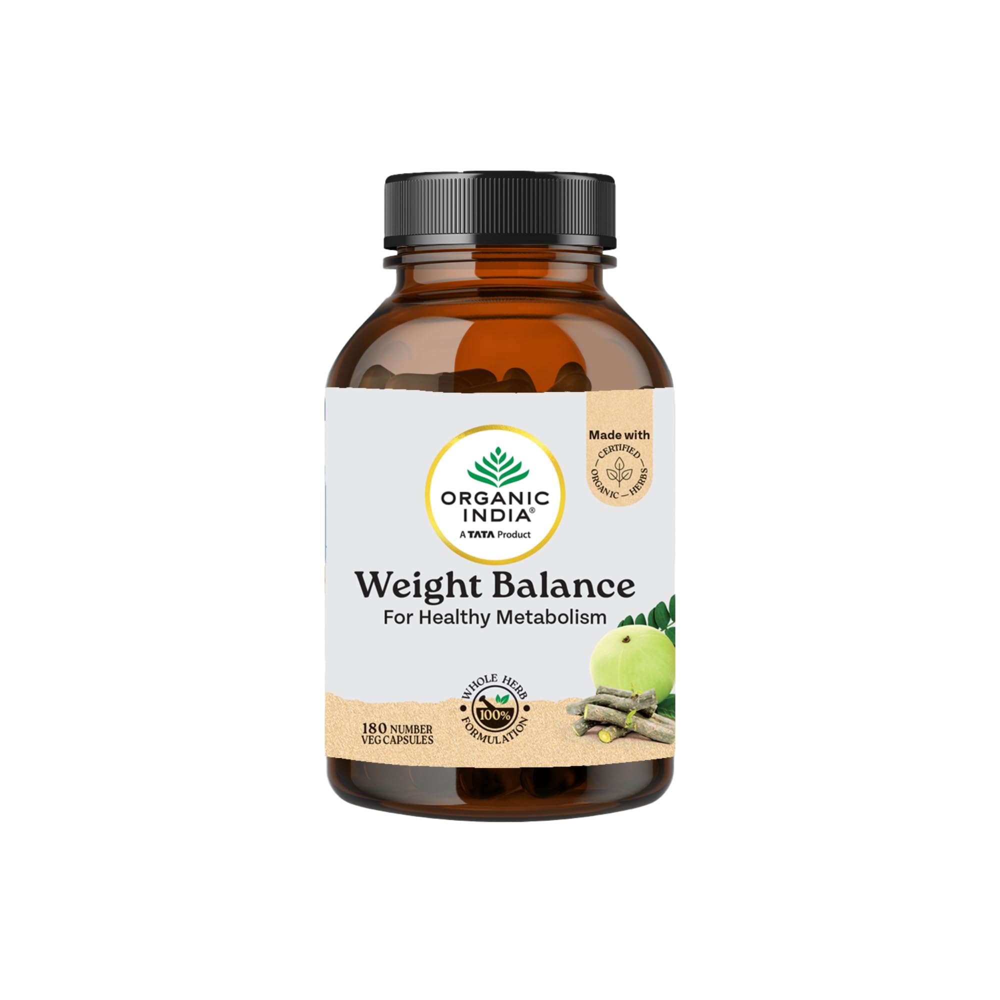 A TATA Product - Organic India Weight Balance - 180 Veg Capsules, Naturally Promotes Healthy Metabolism & Reduces Fatigue, Contains Antioxidants For Better Immunity, GMP & NPOP Certified Organic-picture-22