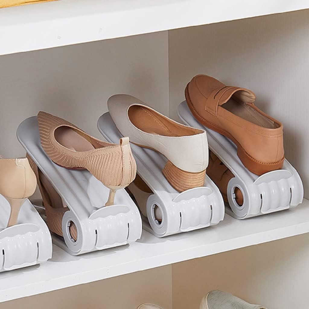 Shoe Stacker, 6pcs/8pcs/10pcs/12pcs Adjustable Shoe Rack,Better Stability Shoe Organizer,Shoe Stacker,Space Saver, Non-Slip (Size : 6pcs) ()