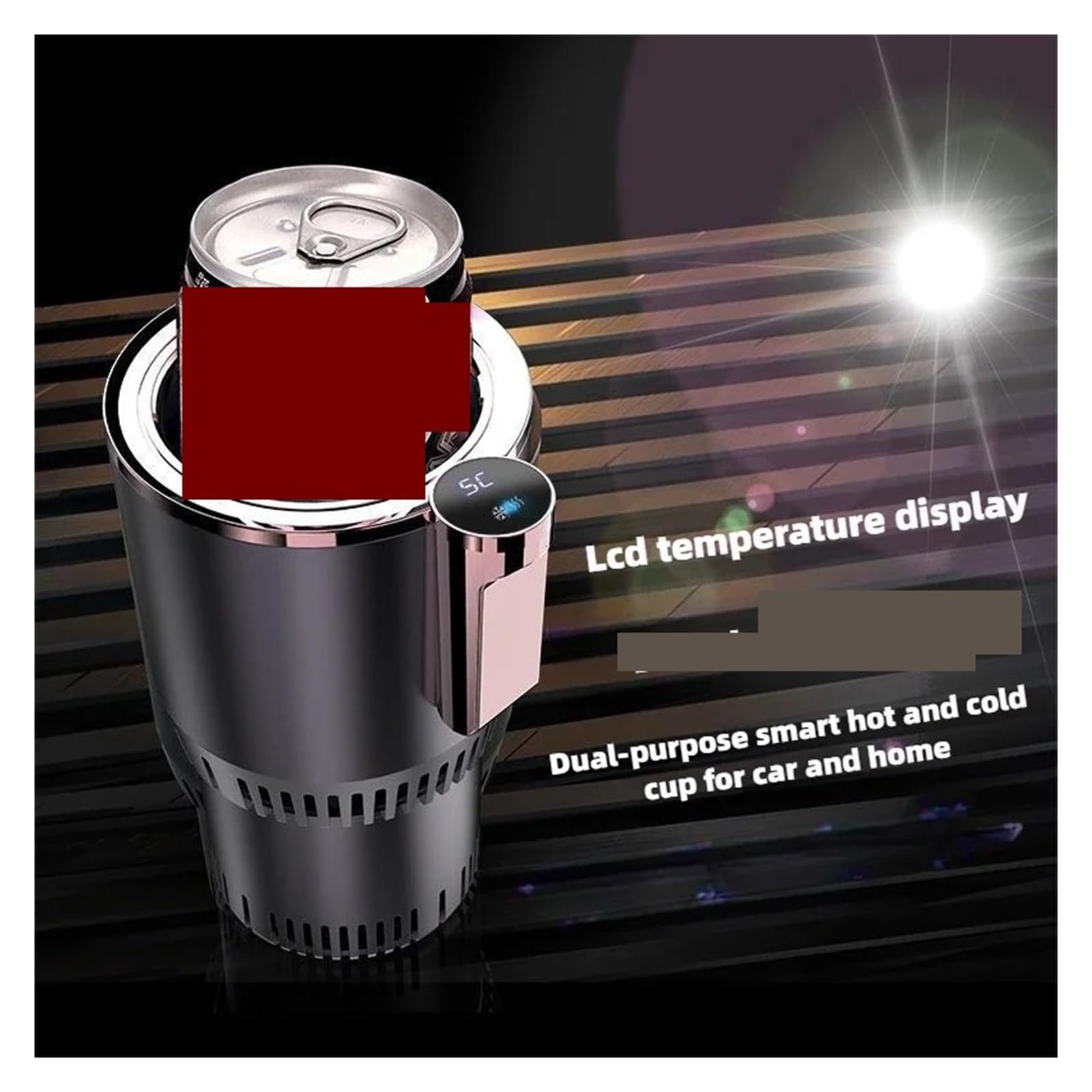 Porta Vasos Universal Coche Soporte Bebidas Frías Calientes 2 En 1 Coche Refrigeración Rápida Hogar Refrigeración/calefacción Pantalla Táctil Taza Portas Botellas Coches(Black Rose Gold)