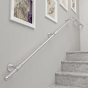 Staircase Handrail Banister Tube Stairs Rail Support Kit, Silver ...