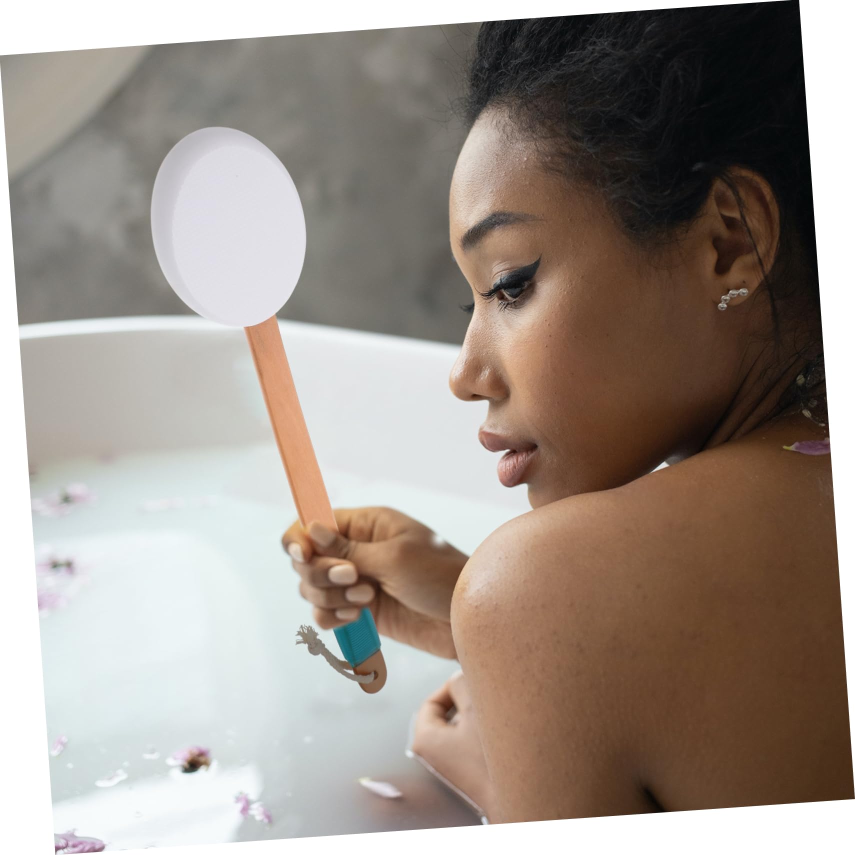 Beaupretty 2piezas Cepillo De Mango y Esponja Exfoliante Aplicador De Loción y Protector Solar Para La Espalda y Exfoliación