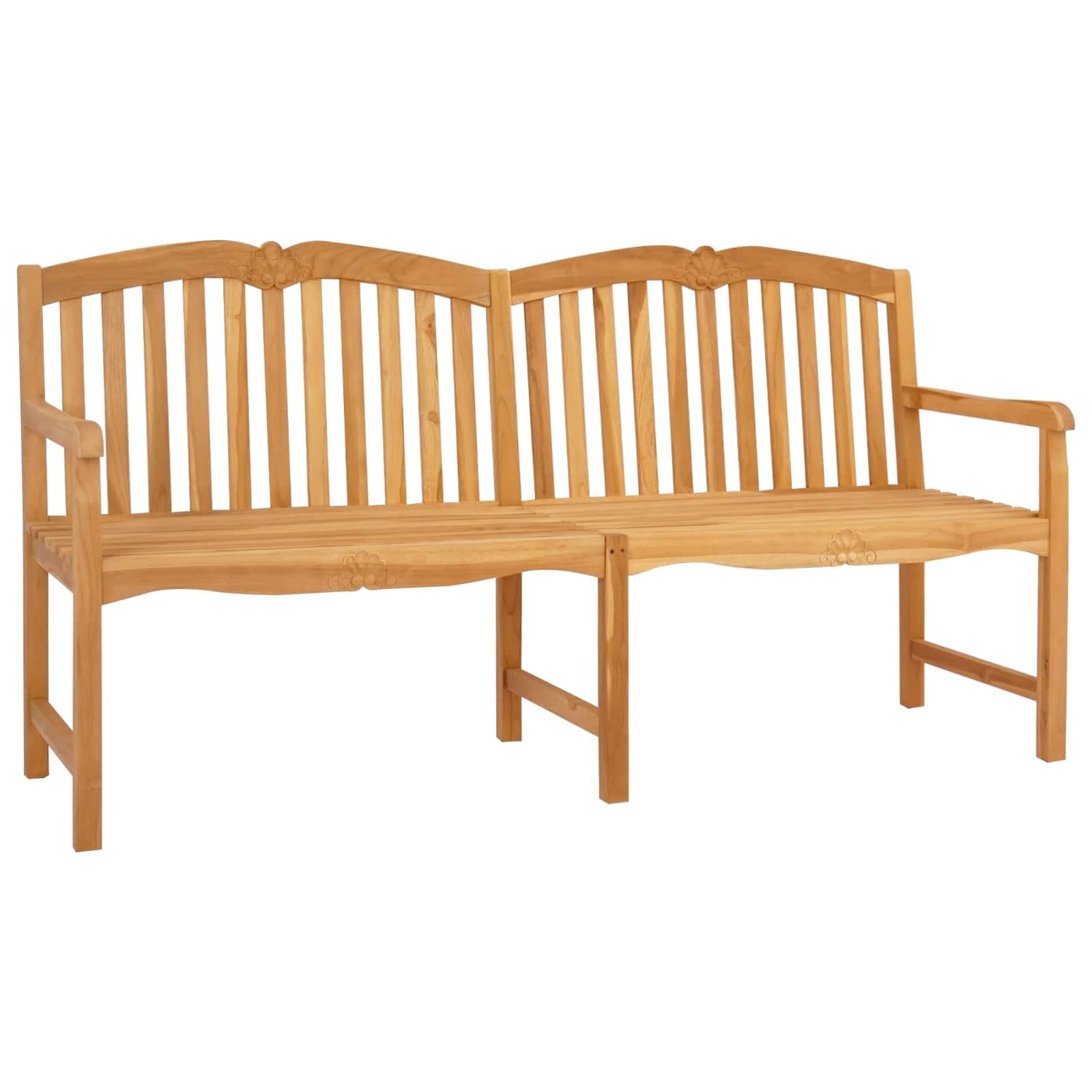 Banc en bois sculpté luxe vidaXL en teck massif 180,5 cm, siège rustique d'exception