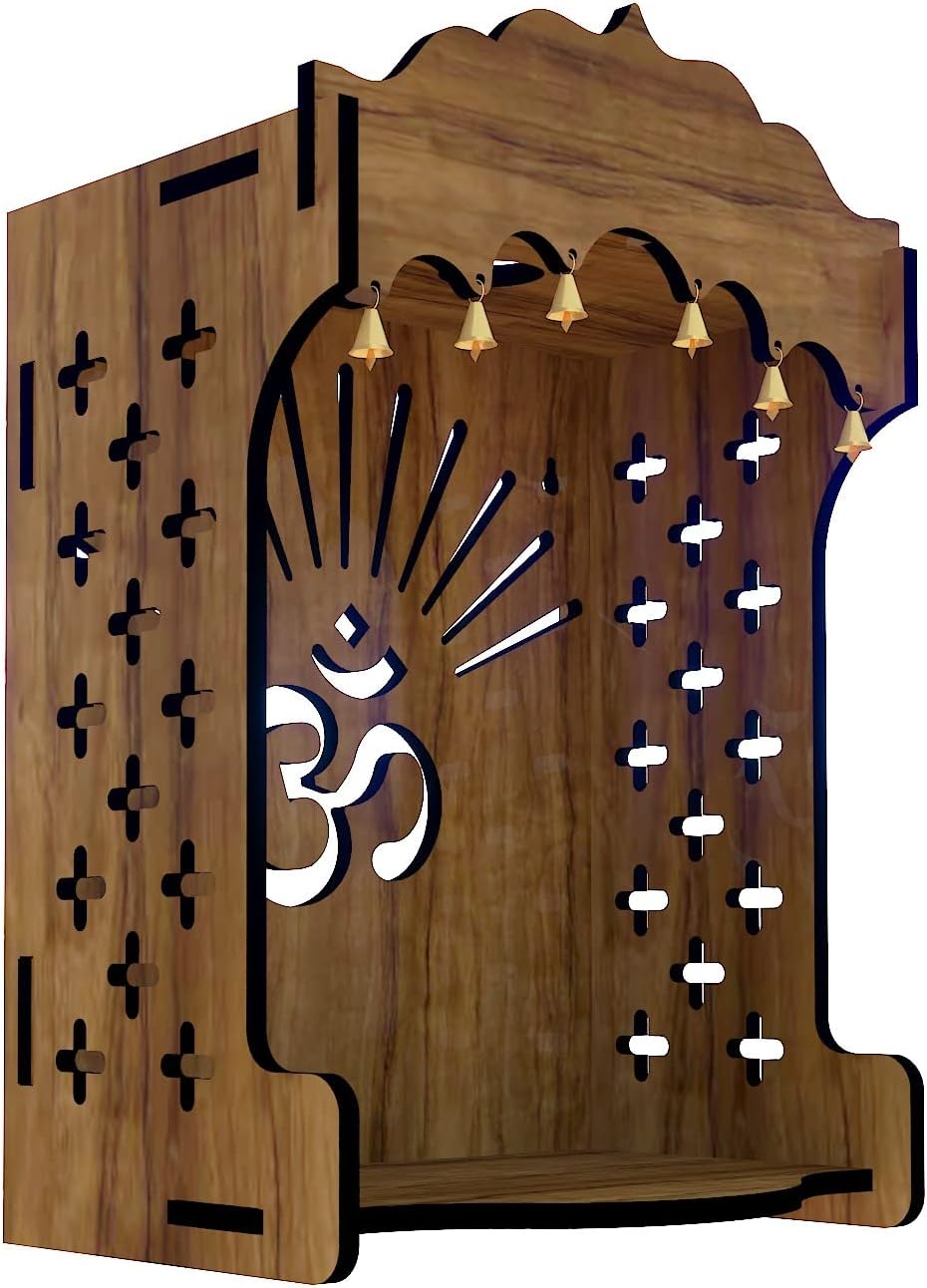 SSI Fully Handmade beautyfull Small Wooden Home and Office Temple/Pooja Mandir Pooja ghar (DRK Brown)