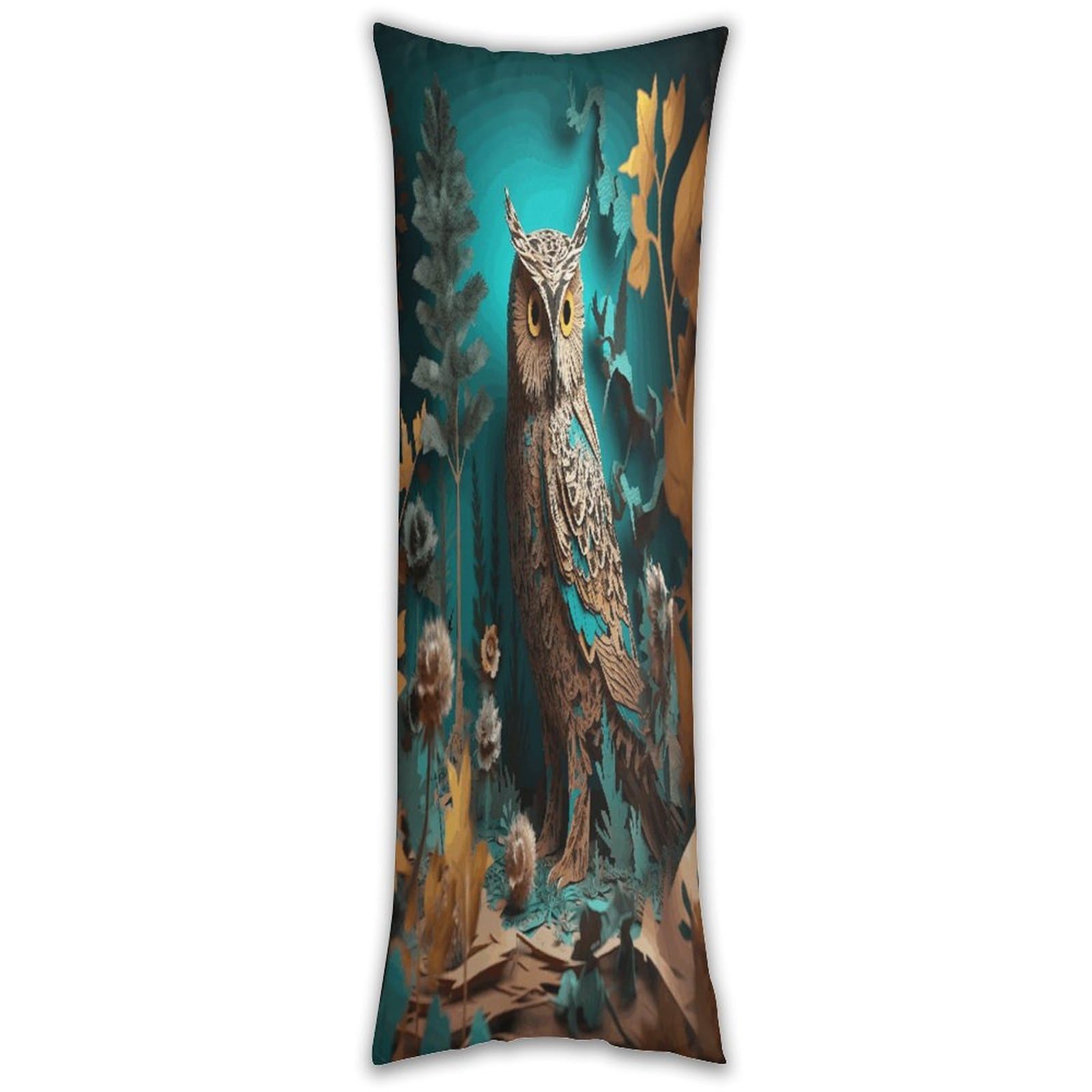 Owl Long Pillow Case with Zipper Ultra Soft Microfiber Long Pillow Cover Breathable Body Pillow Protector Soft Wrinkle Pillowcase for Bed Sofa Bedroom 53 X 19 in