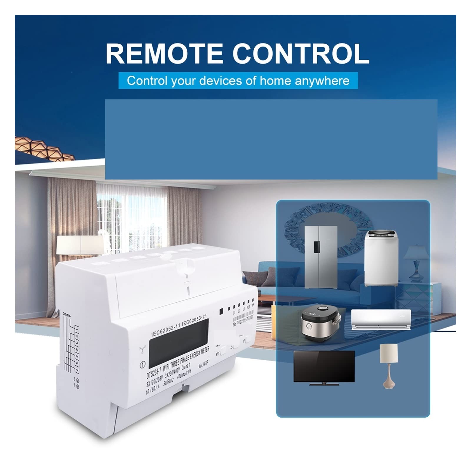 Contatore Energia Elettrica, 3 Phase 80A Tuya Smart Contatore di energia bidirezionale Timer Consumo energetico Monitor KWh Interruttore Wattmetro, Facile da Installare