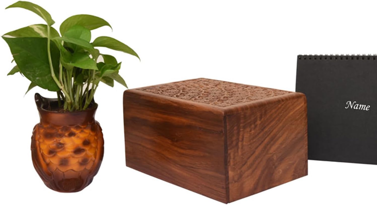 Hand-Carved Rosewood Funeral Urn Box for Human Ashes Adult – 2.35 lbs, 9.5" x 6.5" x 5" – Beautifully Engraved Wooden Cremation Urn, Premium Handcrafted Memorial Keepsake Box