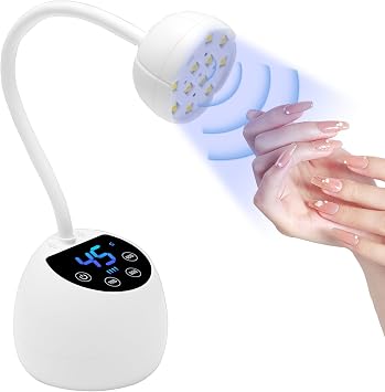 CGBE Mini UV Nail Lamp with Smart Sensor and Display, 12 Beads, 4 Modes, Portable LED Nail Lamp with USB Charging Cable