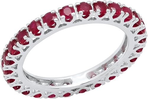 Miniatura 1 de Dazzlingrock Collection Anillo apilable de 1,80 quilates de rubí redondo de 10 quilates para mujer, aniversario de boda, 1 34 quilates, oro blanco