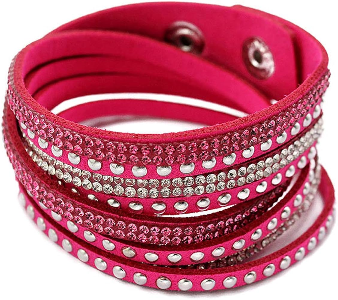 Bling Bling Rhinestone Wrap Leather Bracelet Multilayer Wristband