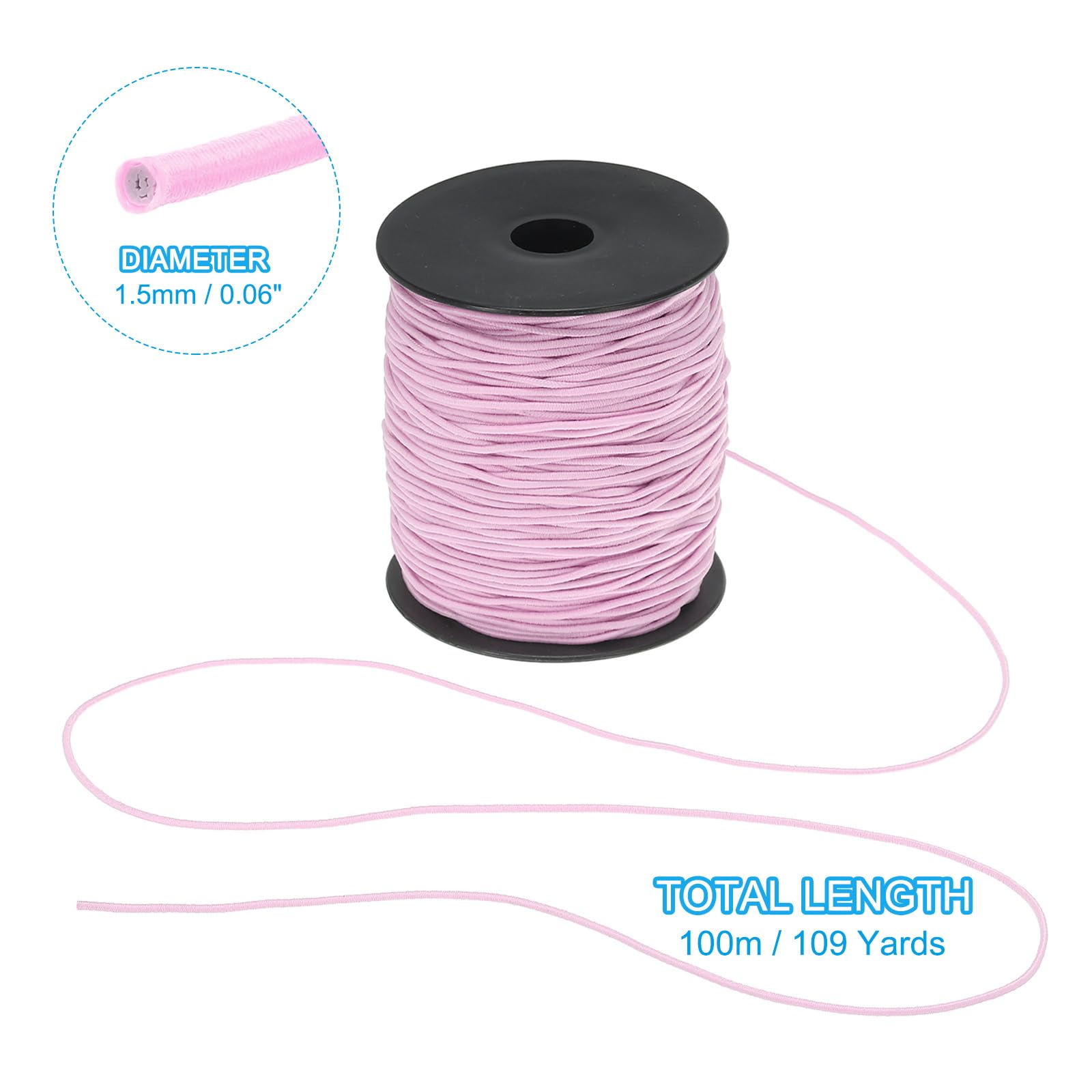 PATIKIL Stretchy String for Bracelets 109 Yards / 100m, 1.5mm Elastic Cord for Jewelry Making Necklaces, Beading and Crafts DIY, Pink - Image 2