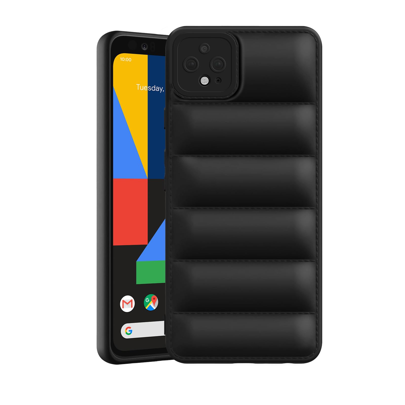 Plus Puffer Case Camera Protection Soft Back Cover for Google Pixel 4 XL - Black