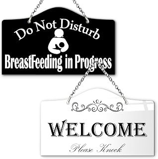 9"x5.35" Breastfeeding in Progress Door Sign Double Sided Signage for Mother Nursery Baby Room Privacy Status Indicator
