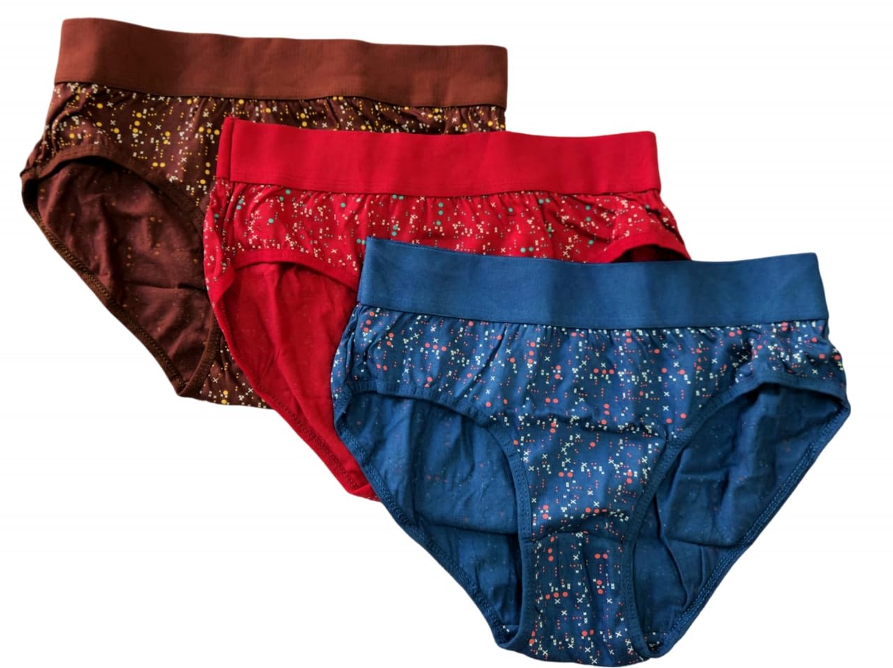 aj fashions Pack of 3 Pure Cotton All Day Comfort Underpant High-Waist Panties | Multicolor Broad Elastic Printed Tummy Control Hipster Panty for Women-picture-38