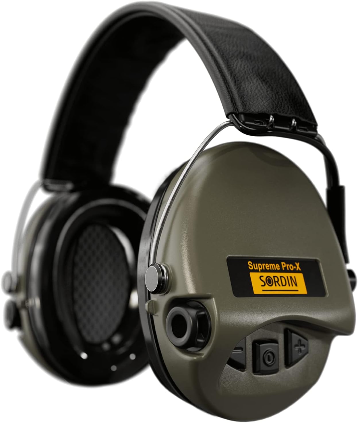 Pro-X Ear Muffs - Active and Electronic Ear Defenders w/Leather Headband - Foam Pads - Earmuffs for Hunting & Shooting