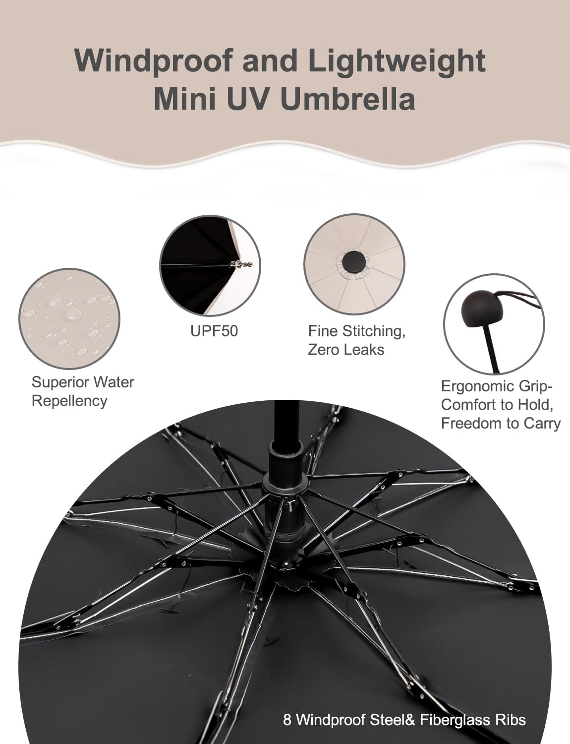 Travel Mini Umbrella Compact Travel Portable Mini Small Folding Sun UV Protection Lightweight Umbrella for Women - Image 4