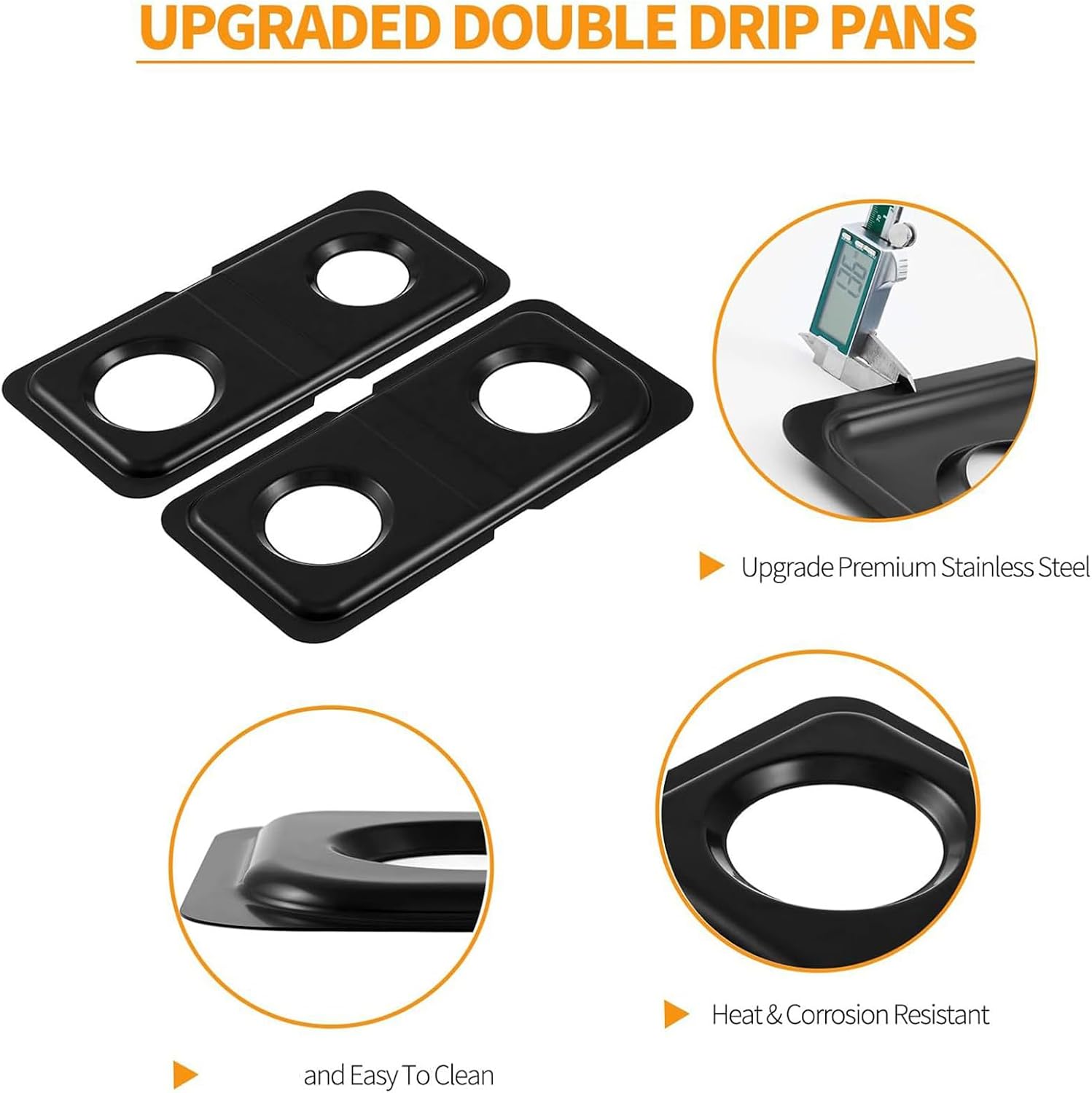 Left Right Stove Burners Drip Trays Set Universally Fit for Oven Parts High Temperature Resistance Easy Installation Replacement Drip Pan