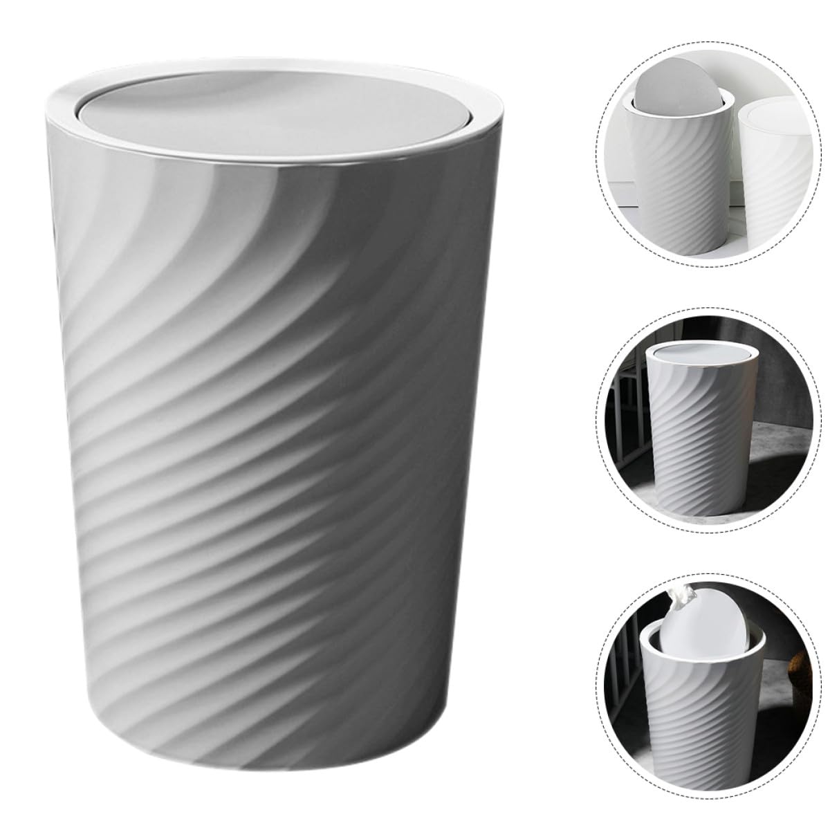 Homoyoyo Cubo de Basura de Plástico para Almacenamiento y Fácil Desecho con Tapa Abatible 12l Diseño Simple y Funcional para Baño y Cocina