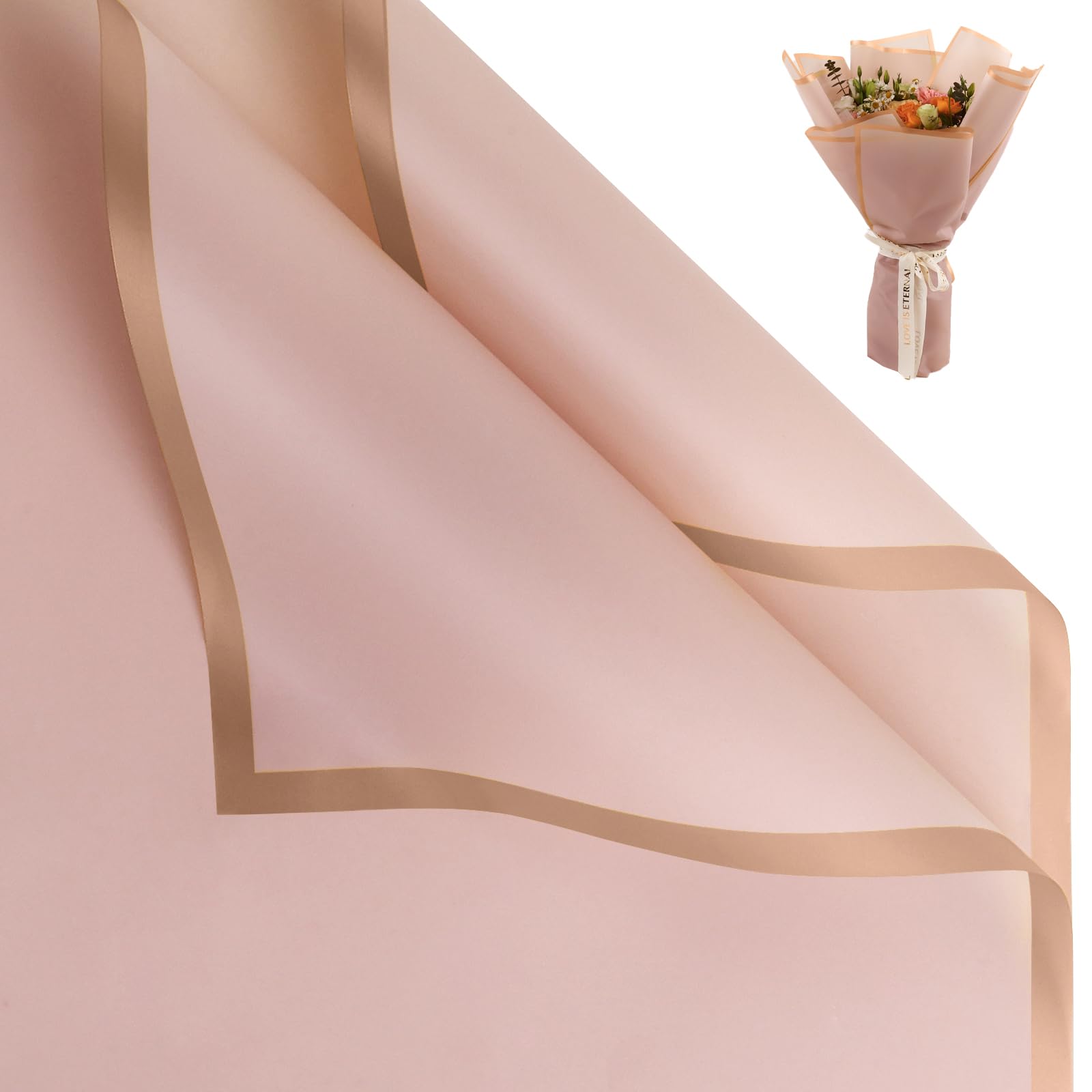 20 Sheet Flower Wrapping Paper - Waterproof Floral Bouquet Wrapping Paper, Florist Supplies Packaging Paper for Wedding Birthday Gift DIY (Dark Pink)