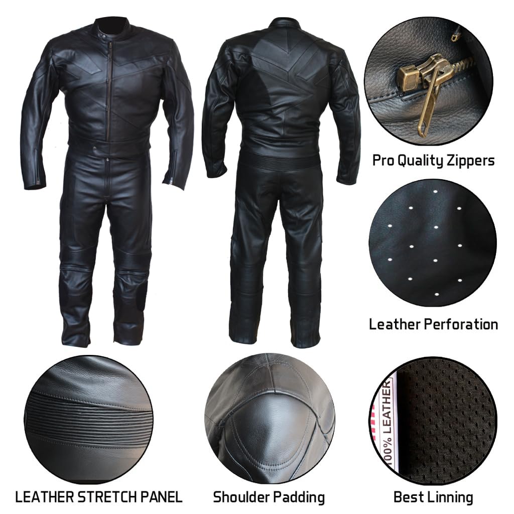 Motorcycle Racing/nero equitazione Pelle 2pc tuta XXL nero