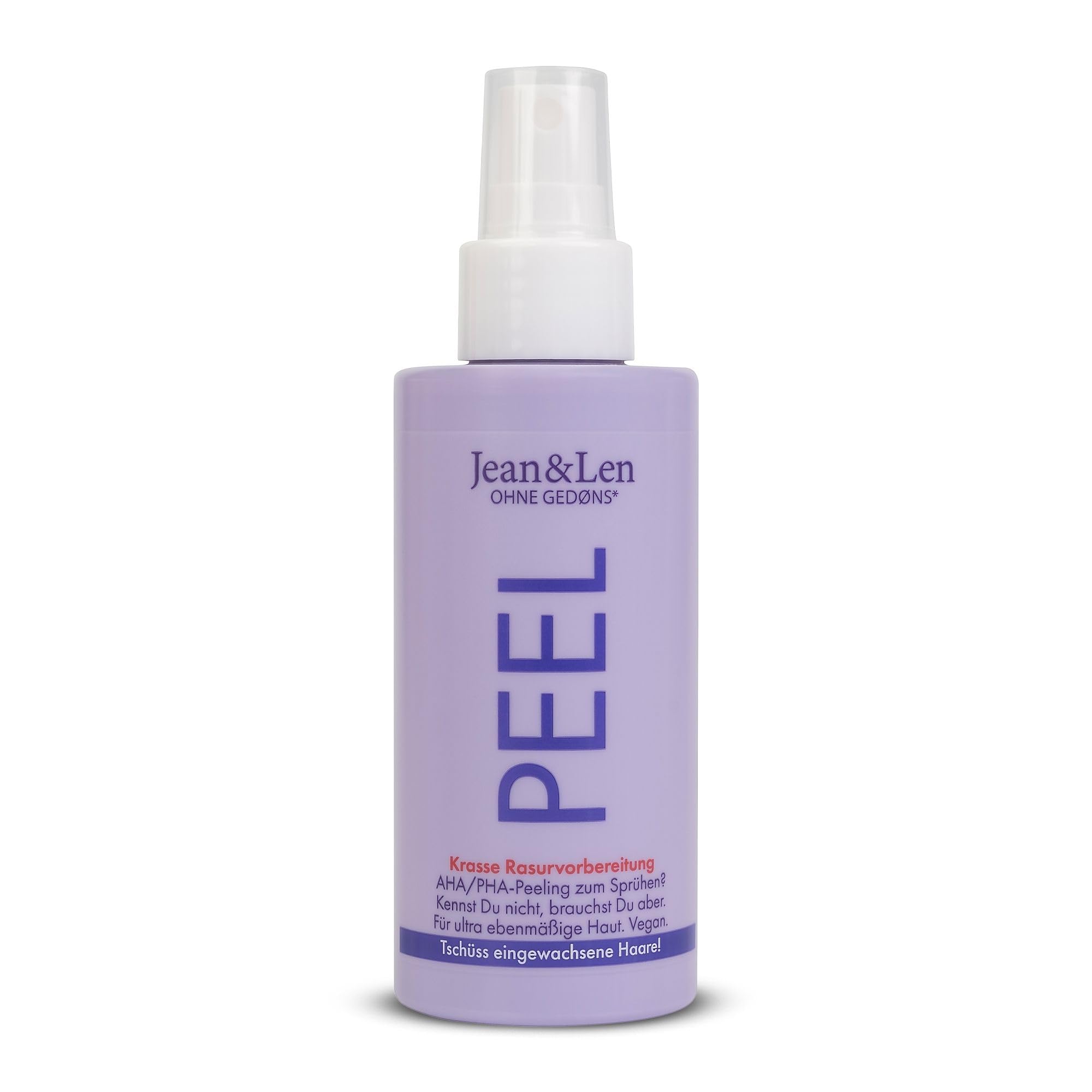 Jean & Len Peeling Líquido Complejo AHA PHA y Ácido Hialurónico, preparación ideal de la piel antes del afeitado, exfolia con suavidad y eficacia, sin perfume artificial, parabenos ni silicona, 150 ml