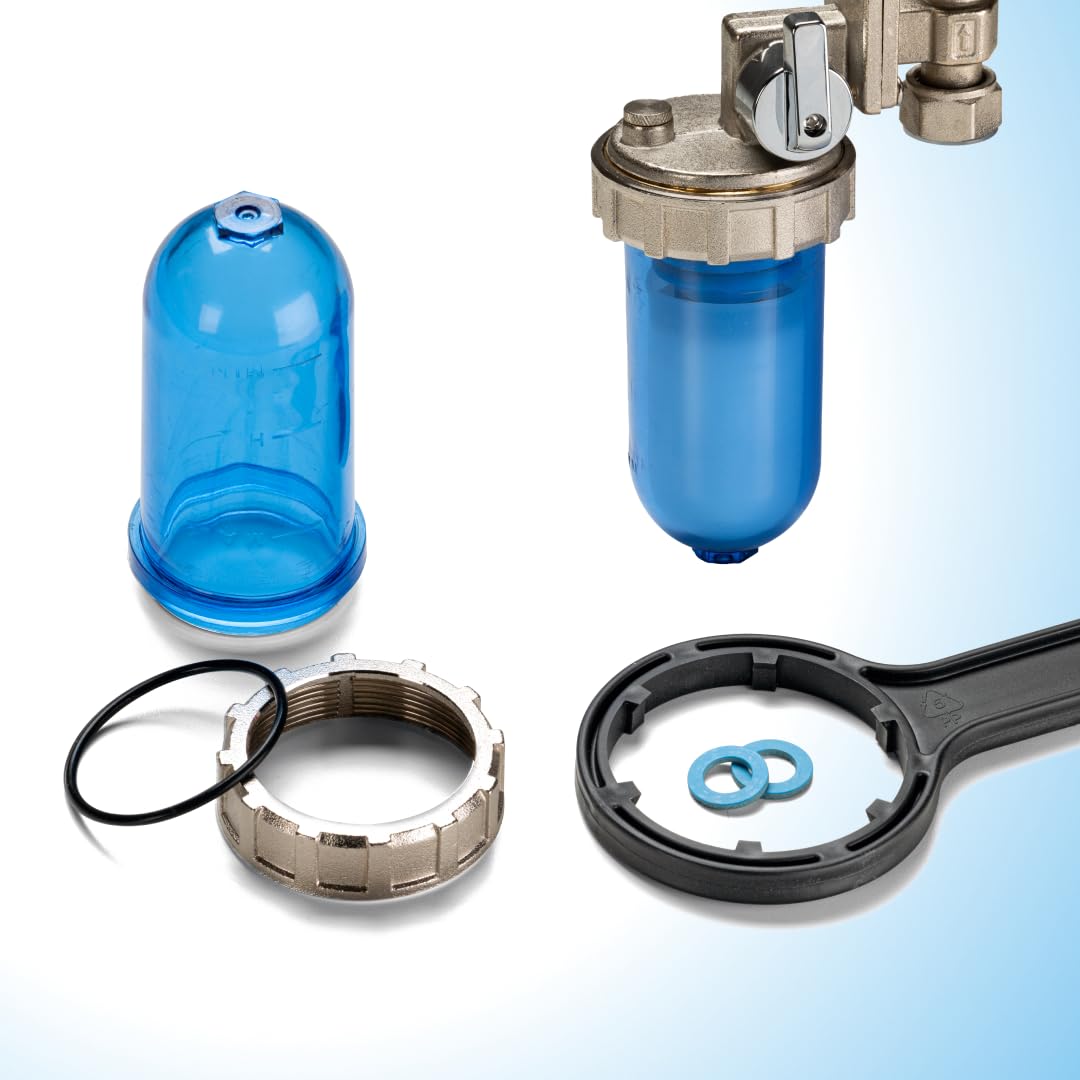 WK - Dosificador giratorio de polifosfato para caldera, útil para filtración de agua, con 4 cartuchos incluidos, actúa como antical y anticorrosión para todos los sistemas