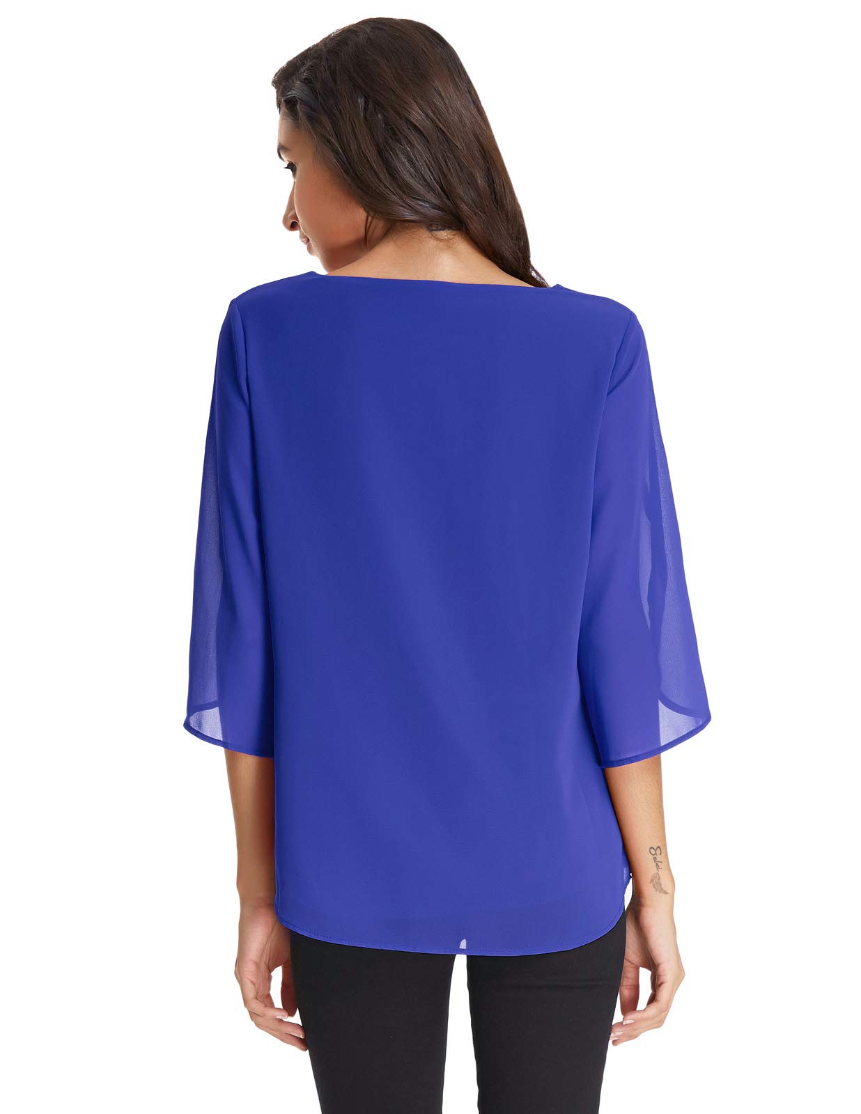 GRACE KARIN Camicia Donna Paillettes a Manica a 3/4 Top Elegante Girocollo Manicotto Split