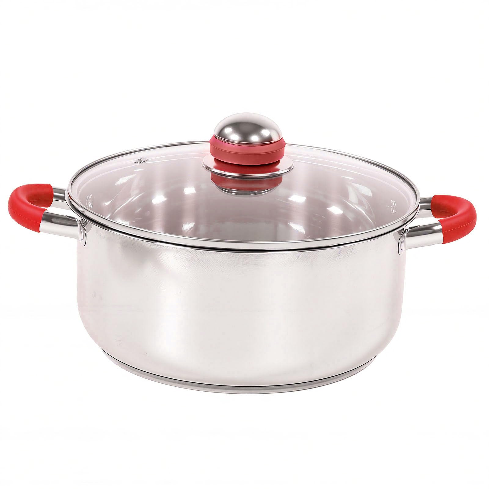 Set di Pentole, Set di Pentole e Padelle in Acciaio Inossidabile con Coperchi in Vetro, da da 6 Pezzi, Base a Triplo Strato per Tutti i Piani Cottura, Quotidiana per Cuochi Casalinghi (rosso)