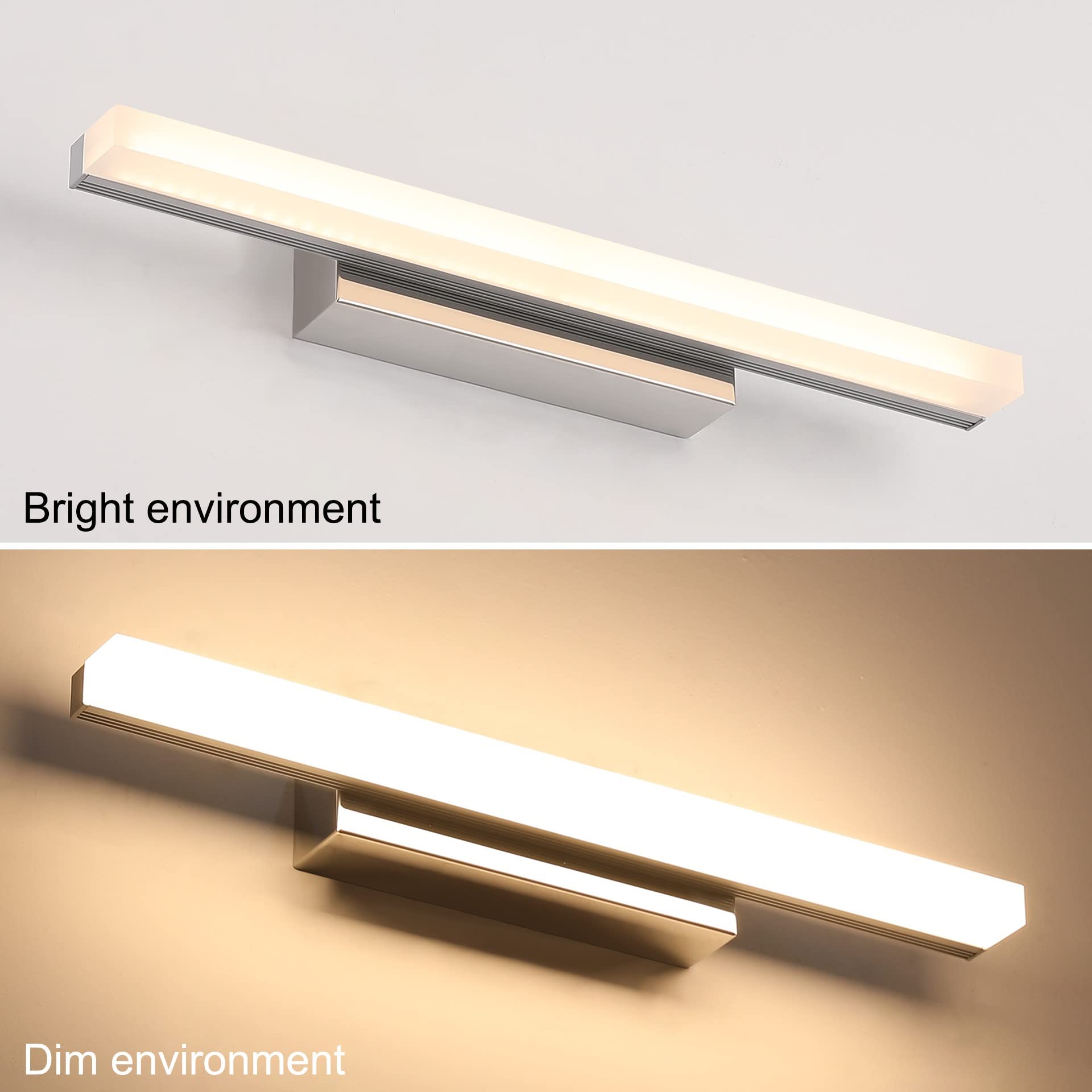 Klighten Led-spiegellamp badkamer 24W 1170LM koud wit 6000K, 180° rotatie, IP44 waterdichte spiegellamp badkamer, niet dimbare badkamerlamp wandverlichting 80CM (zwart