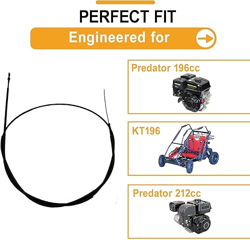 Miniatura 2 de Chikia KT196 Cable de Acelerador 213 cm Compatible con Coleman GK200 Hisun HS200GK 196cc Línea de Acelerador Accesorios Piezas para Go Kart