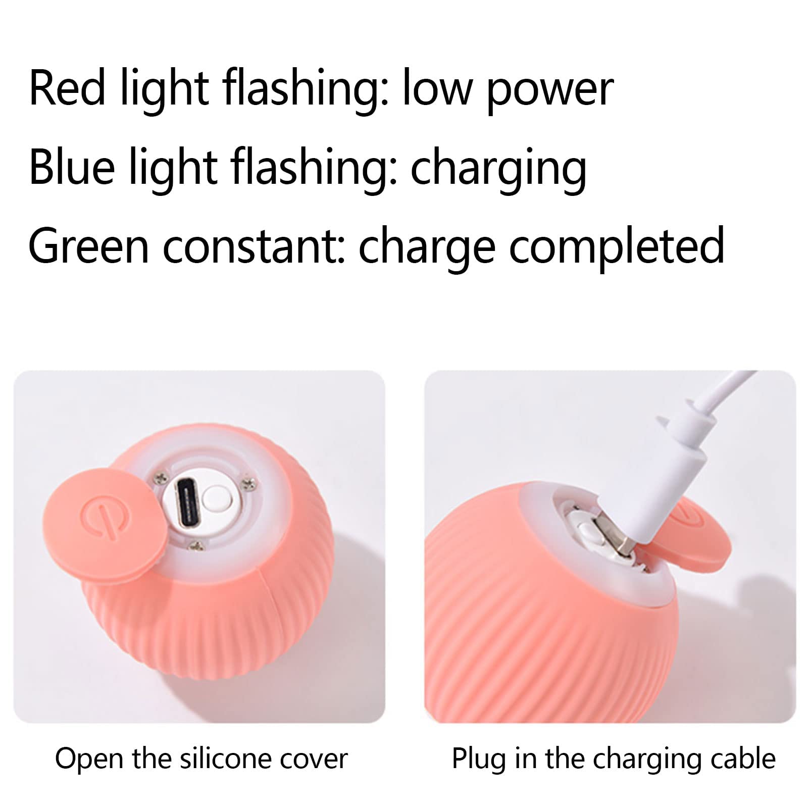 JINGSHUBO - Palla giocattolo per gatti interattiva, intelligente, ricaricabile tramite porta USB, giocattolo per gatti che si illumina e si muove da sola, adatta come regalo (colore blu)