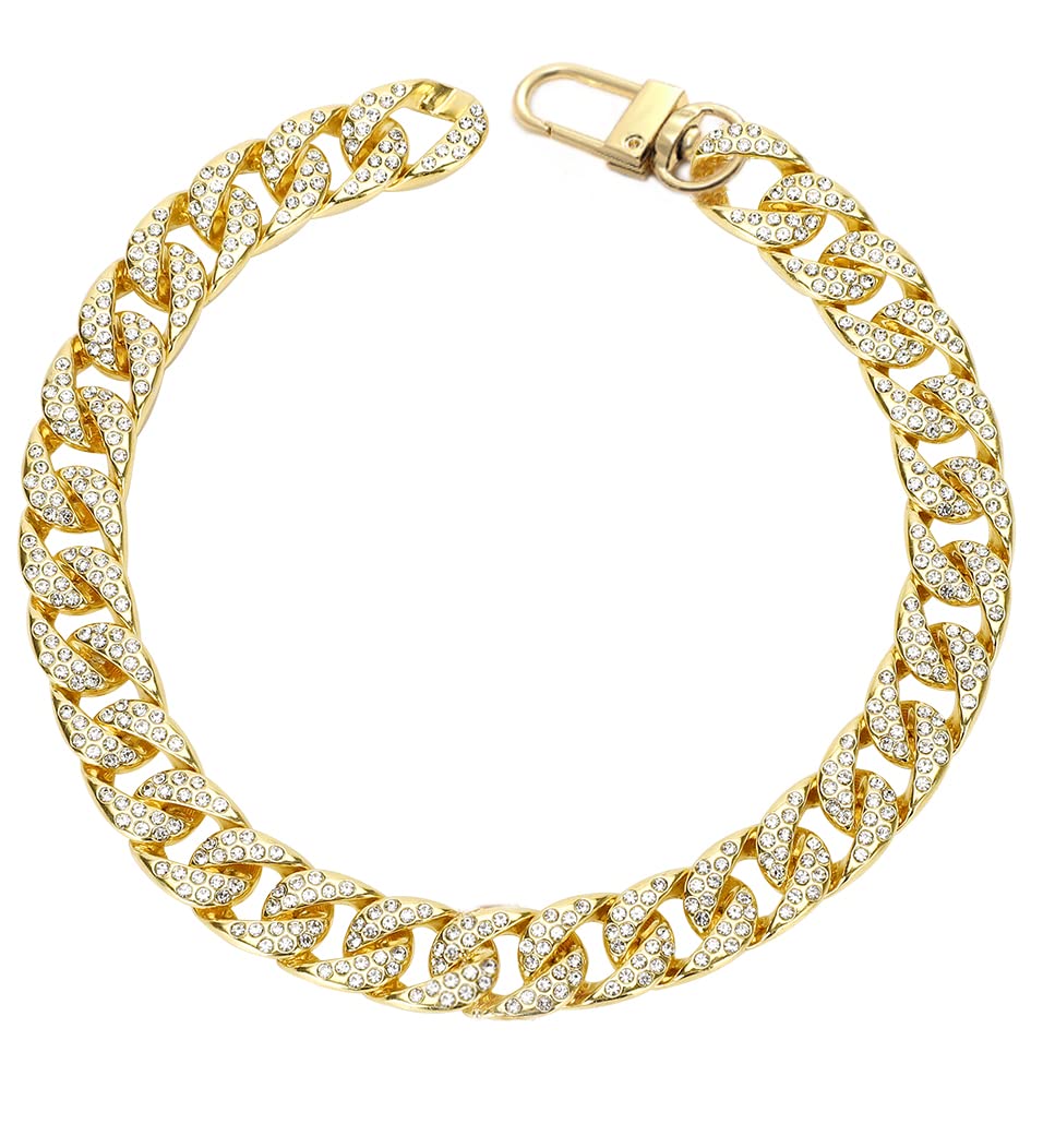Gold Dog Collar puppy Zircon 14mm Cuban Link Chain Handmade Iced out Diamond 8inch Exaggerated Full Cz Prong Set Pet Jewelry